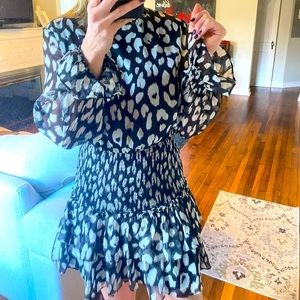 Leopard print black & white l/s mini dress